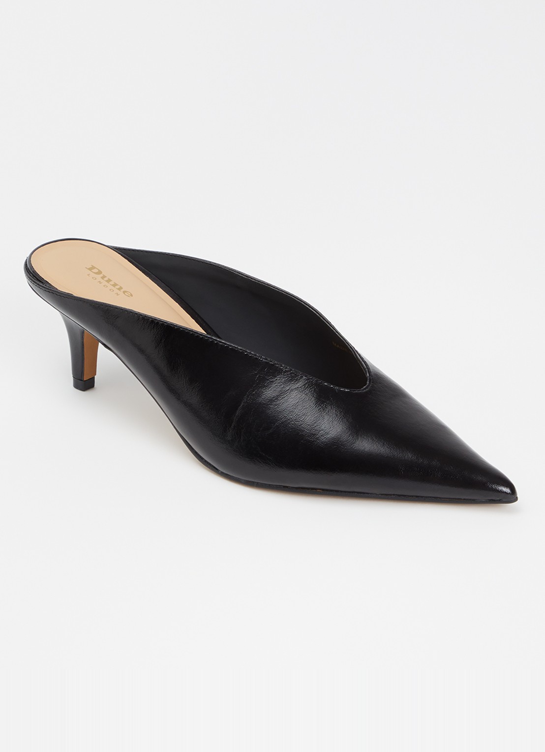 Dune London Decisive muiltje van leer - voorkant 5 zwart