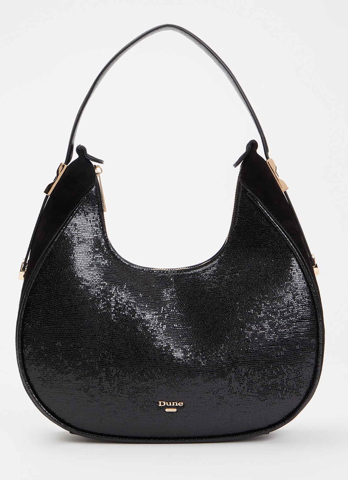 Dune London Dedicated schoudertas met logo - voorkant zwart