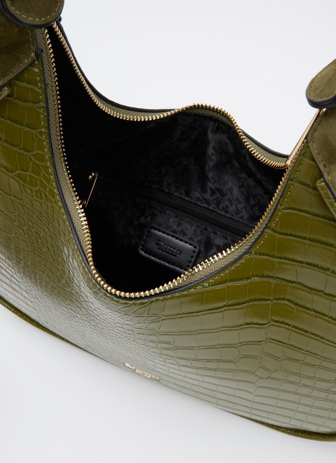 Dune London Dedicated schoudertas met logo - detail groen