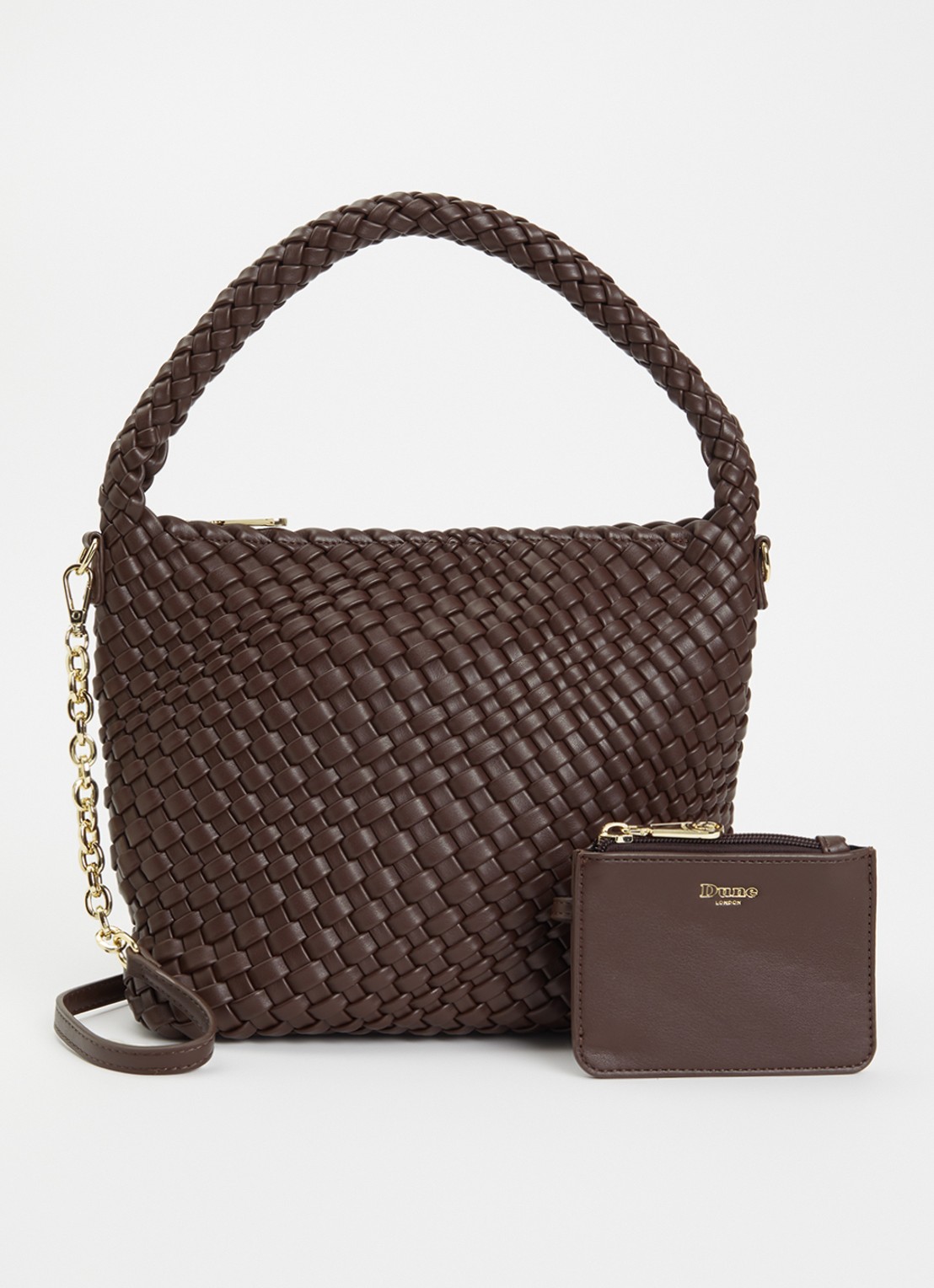 Dune London Deliberate M handtas met afneembare schouderriem en uitneembaar etui - voorkant 5 bruin