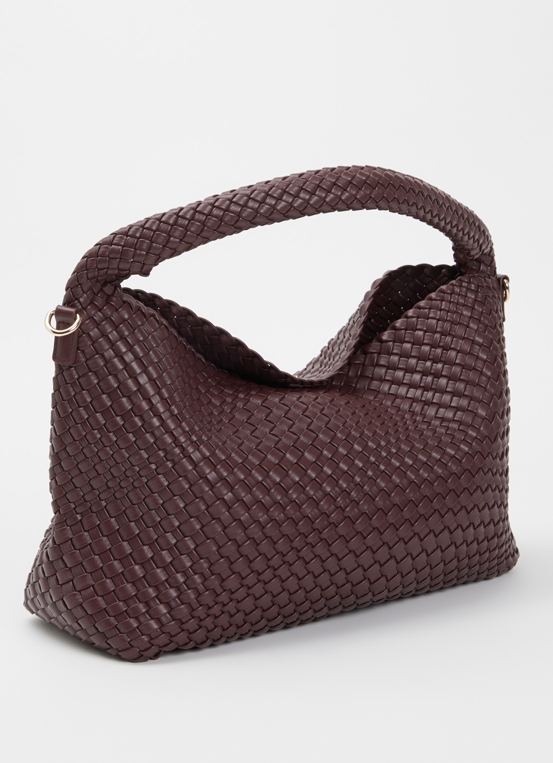 Dune London Deliberate schoudertas met gevlochten detail en uitneembaar etui - achterkant 5 aubergine