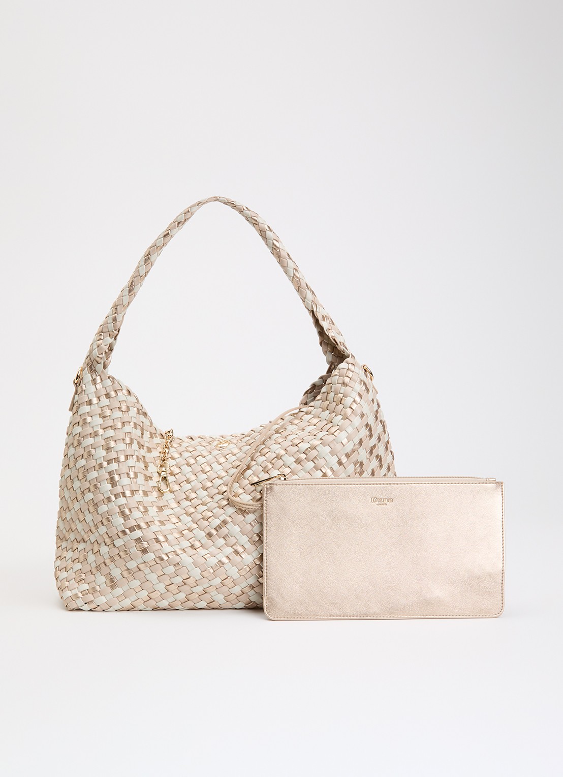 Dune London Deliberate schoudertas met gevlochten detail en uitneembaar etui - voorkant 5 creme