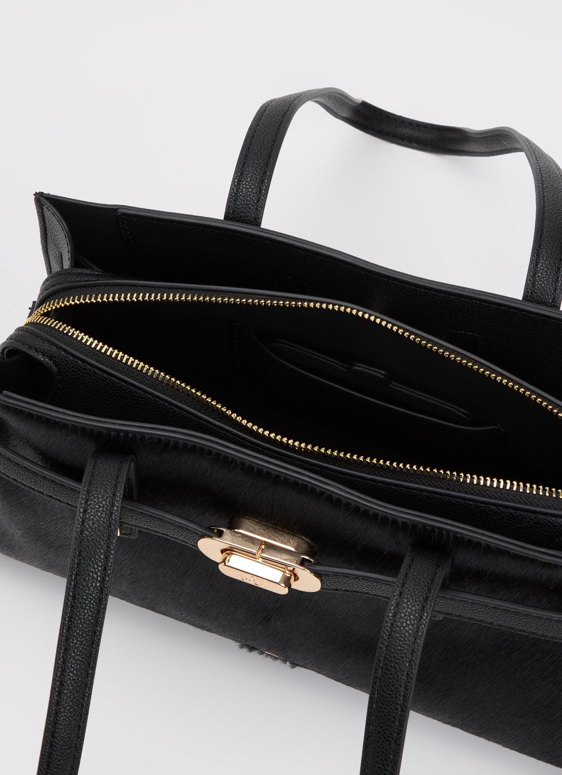 Dune London Depend schoudertas van leer met afneembare schouderriem - detail 3 zwart