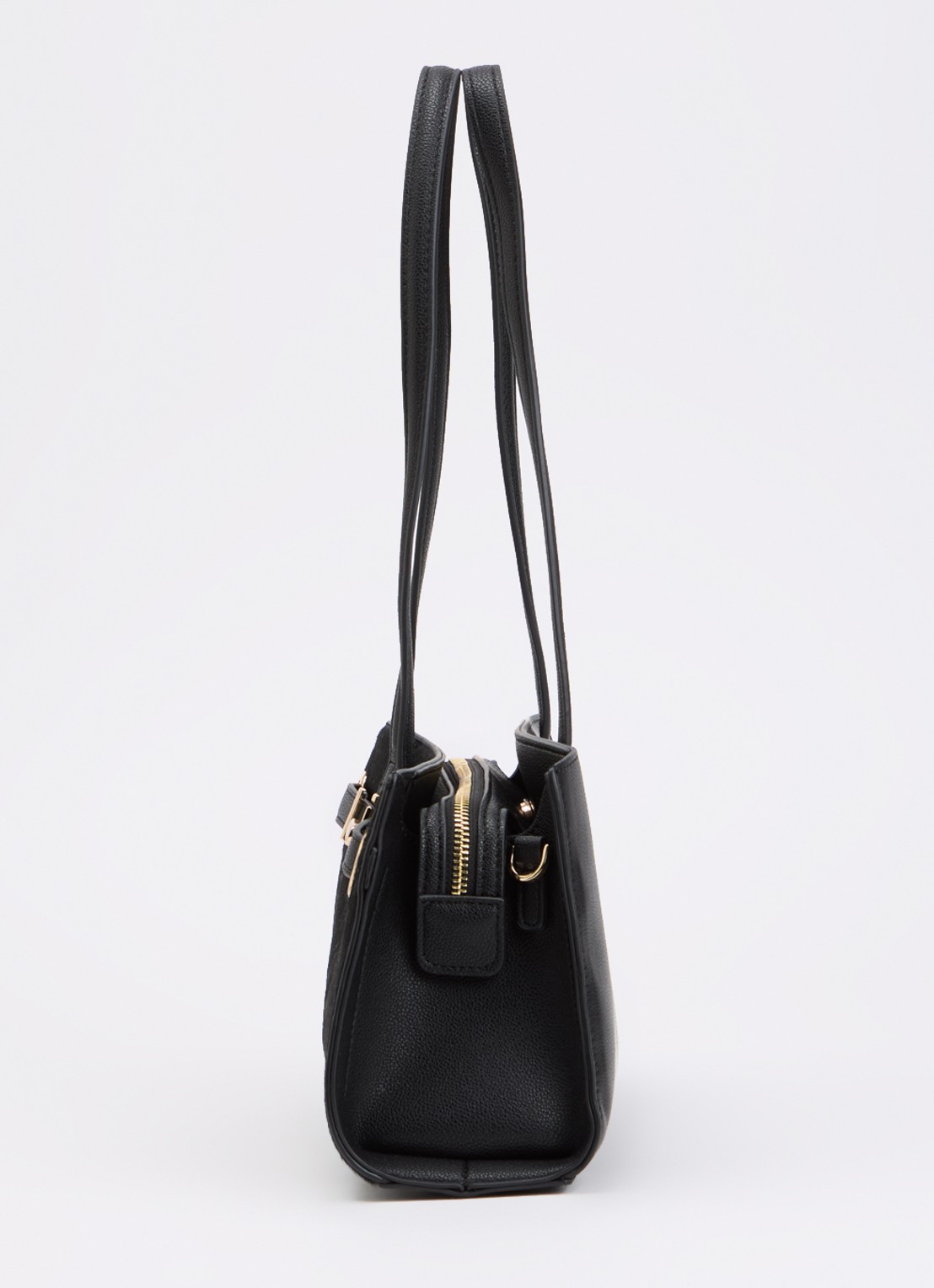 Dune London Depend schoudertas van leer met afneembare schouderriem - detail 4 zwart