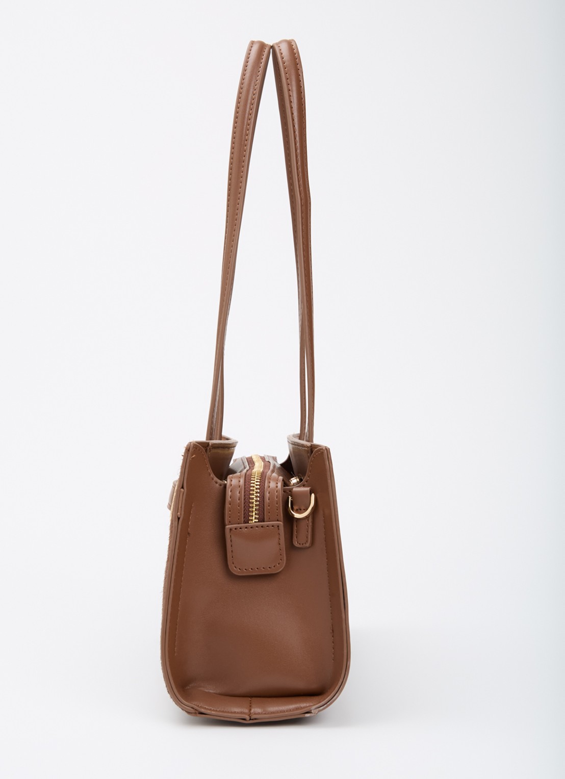Dune London Depend schoudertas van leer met afneembare schouderriem - detail 4 chocoladebruin