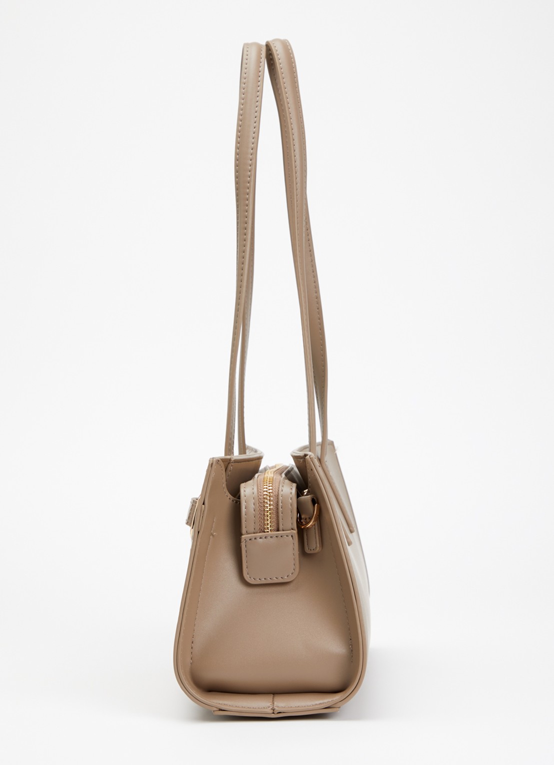 Dune London Depend schoudertas van leer met afneembare schouderriem - detail 4 taupe