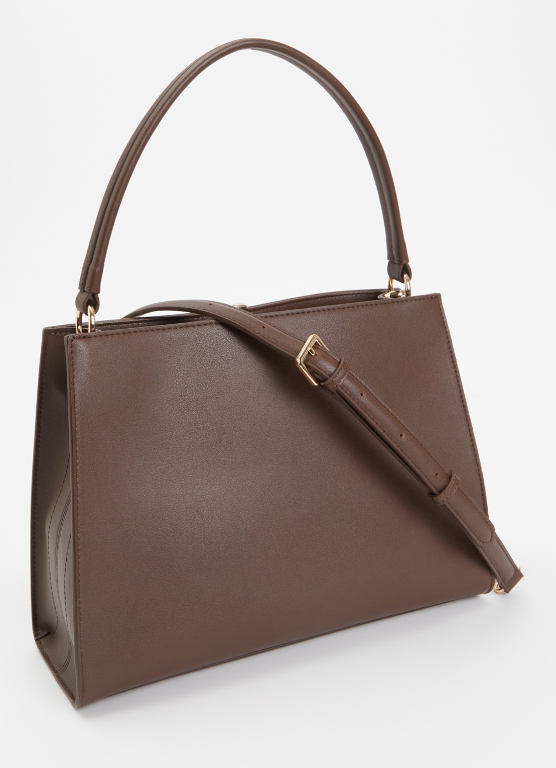 Dune London Destined Medium handtas van leer met crocostructuur en details van suède - achterkant 4 chocoladebruin