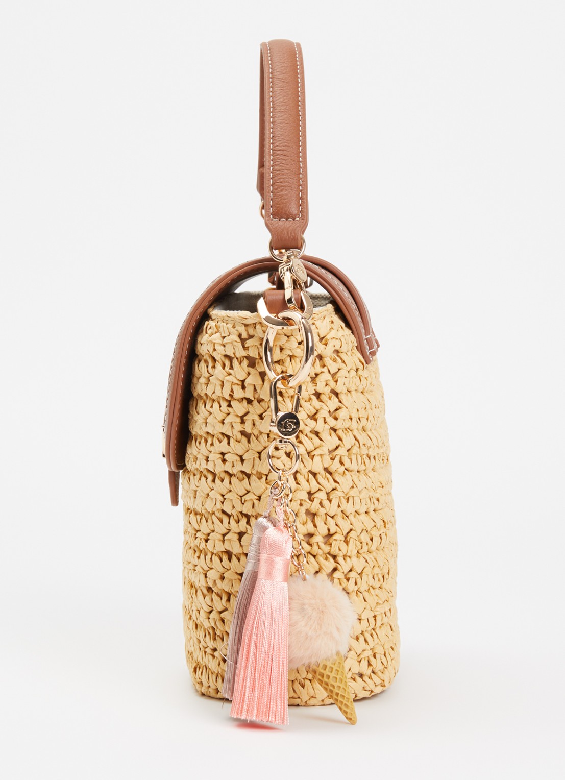 Dune London Dimple handtas met leren details en afneembare schouderriem - detail 4 cognac