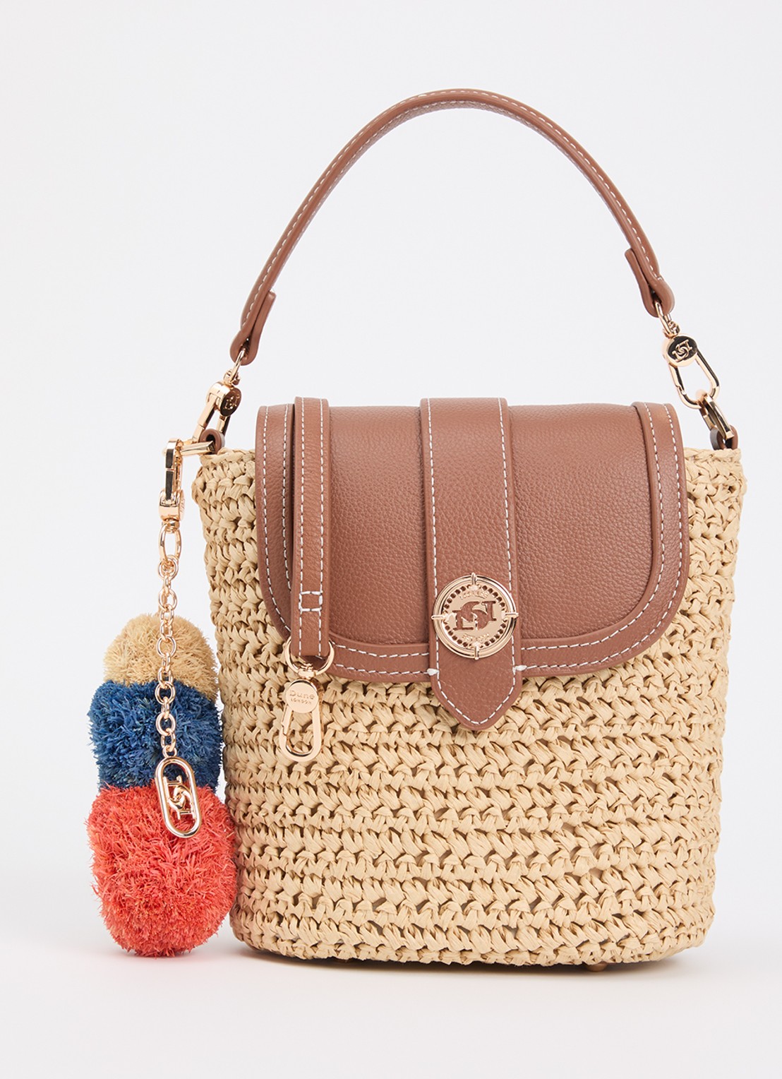 Dune London Dimple handtas met leren details en afneembare schouderriem - voorkant 2 rood