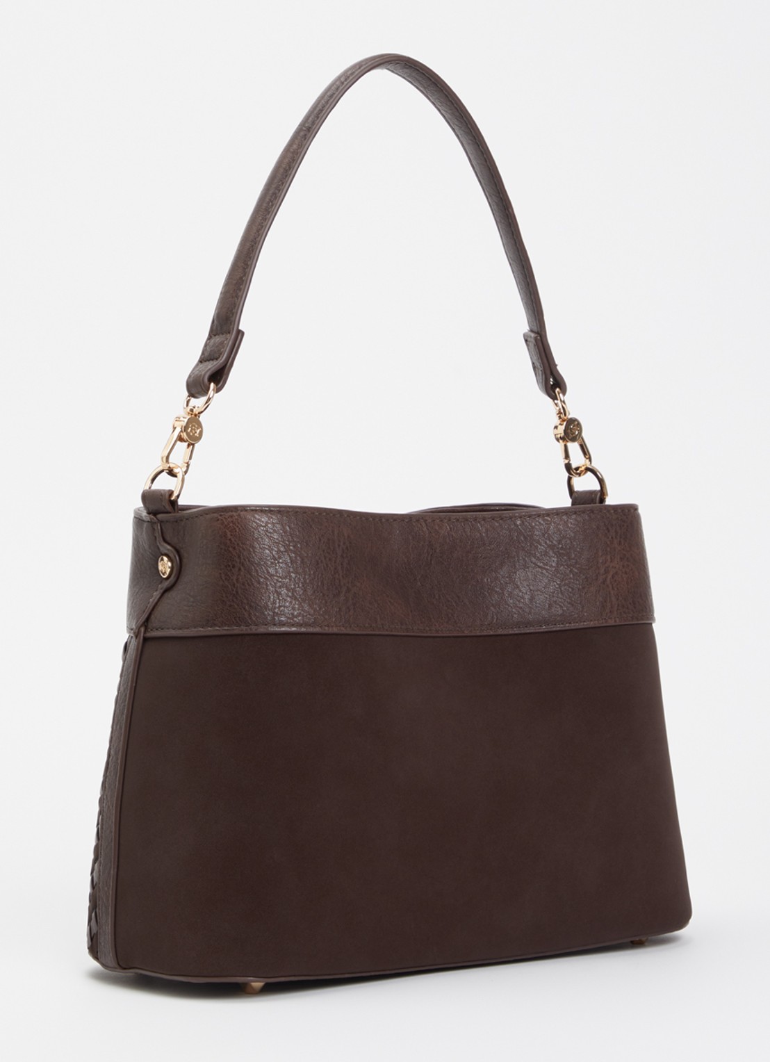Dune London Dinidelphine handtas met structuur en afneembare schouderriem - achterkant 4 bruin
