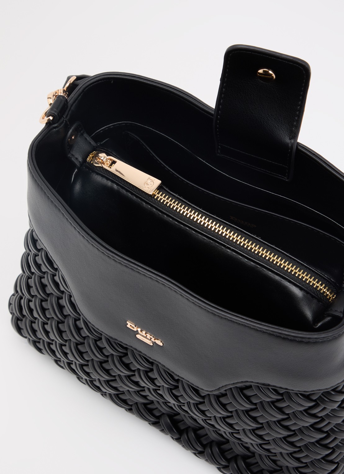 Dune London Dinidelphine handtas met structuur en afneembare schouderriem - detail 2 zwart