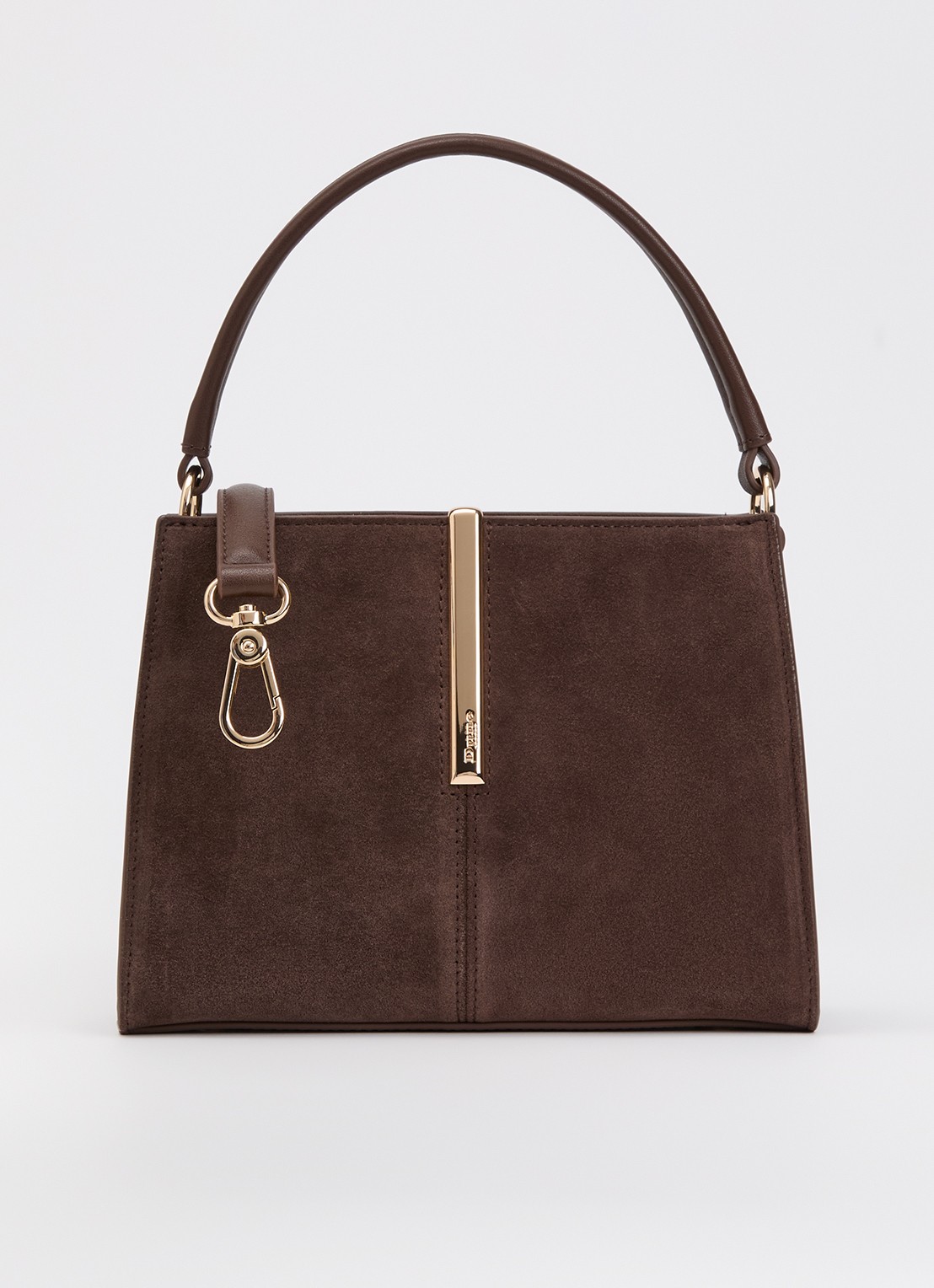Dune London Dinidestined handtas van suède met afneembare schouderriem - voorkant 5 bruin