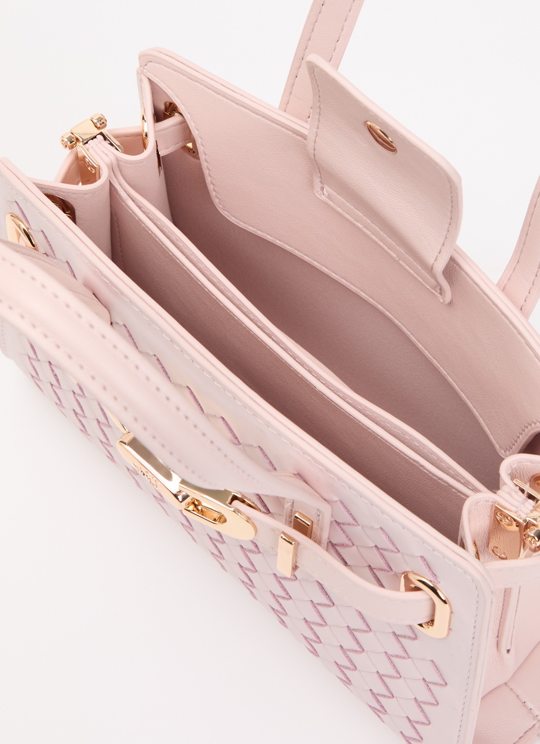 Dune London Dinkydefine handtas van leer met afneembare schouderriem - detail 3 lichtroze
