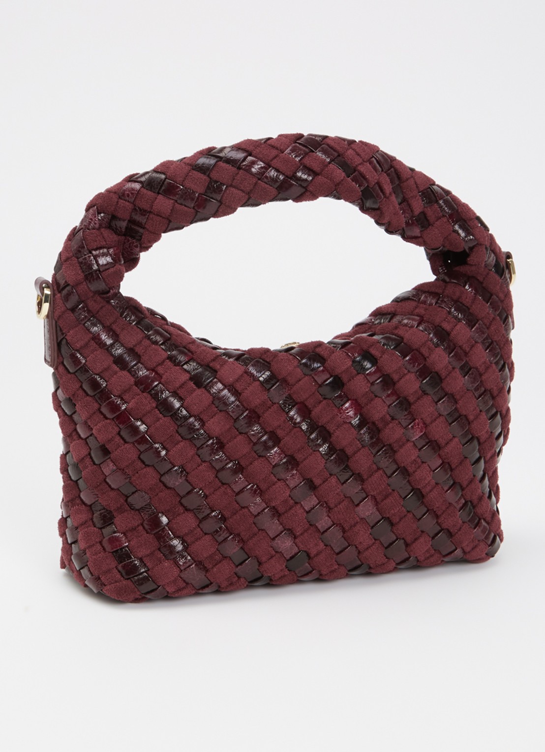 Dune London Dinkydeliberate handtas met gevlochten detail en uitneembaar etui - achterkant aubergine