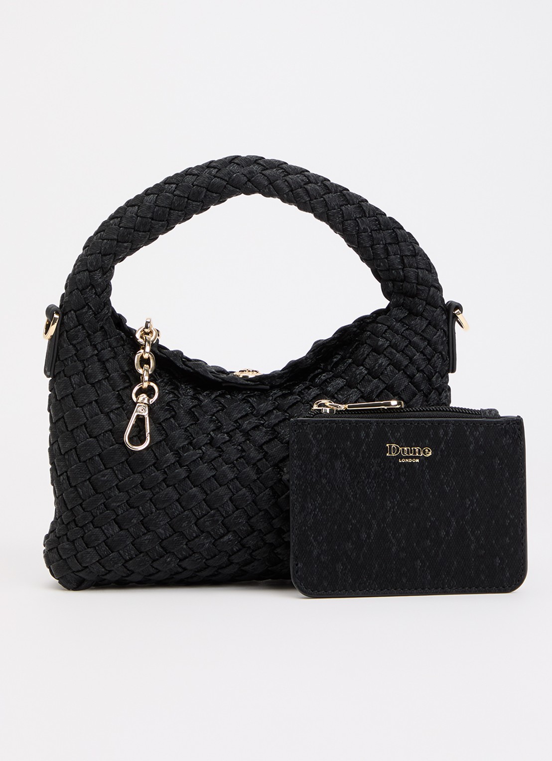 Dune London Dinkydeliberate handtas met gevlochten detail en uitneembaar etui - voorkant 5 antraciet