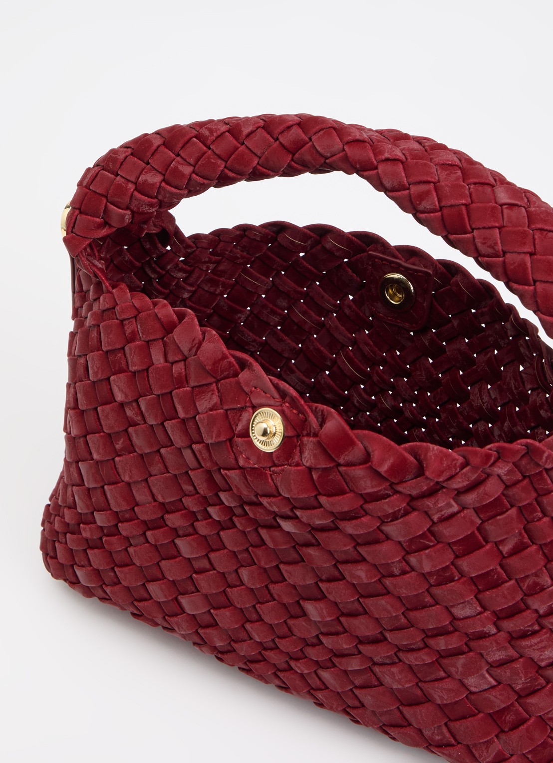 Dune London Dinkydeliberate handtas met gevlochten detail en uitneembaar etui - detail 2 kersenrood