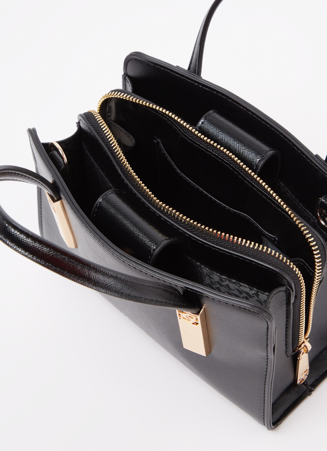 Dune London Dinkydenbeigh handtas met afneembare schouderriem  - detail diepzwart