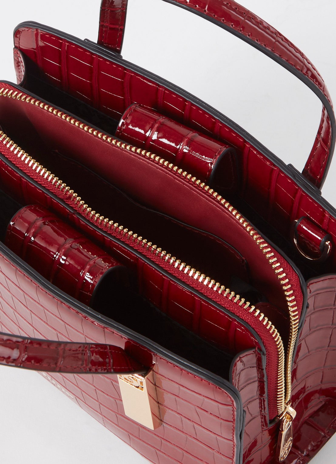 Dune London Dinkydenbeigh handtas met afneembare schouderriem  - detail 2 steenrood