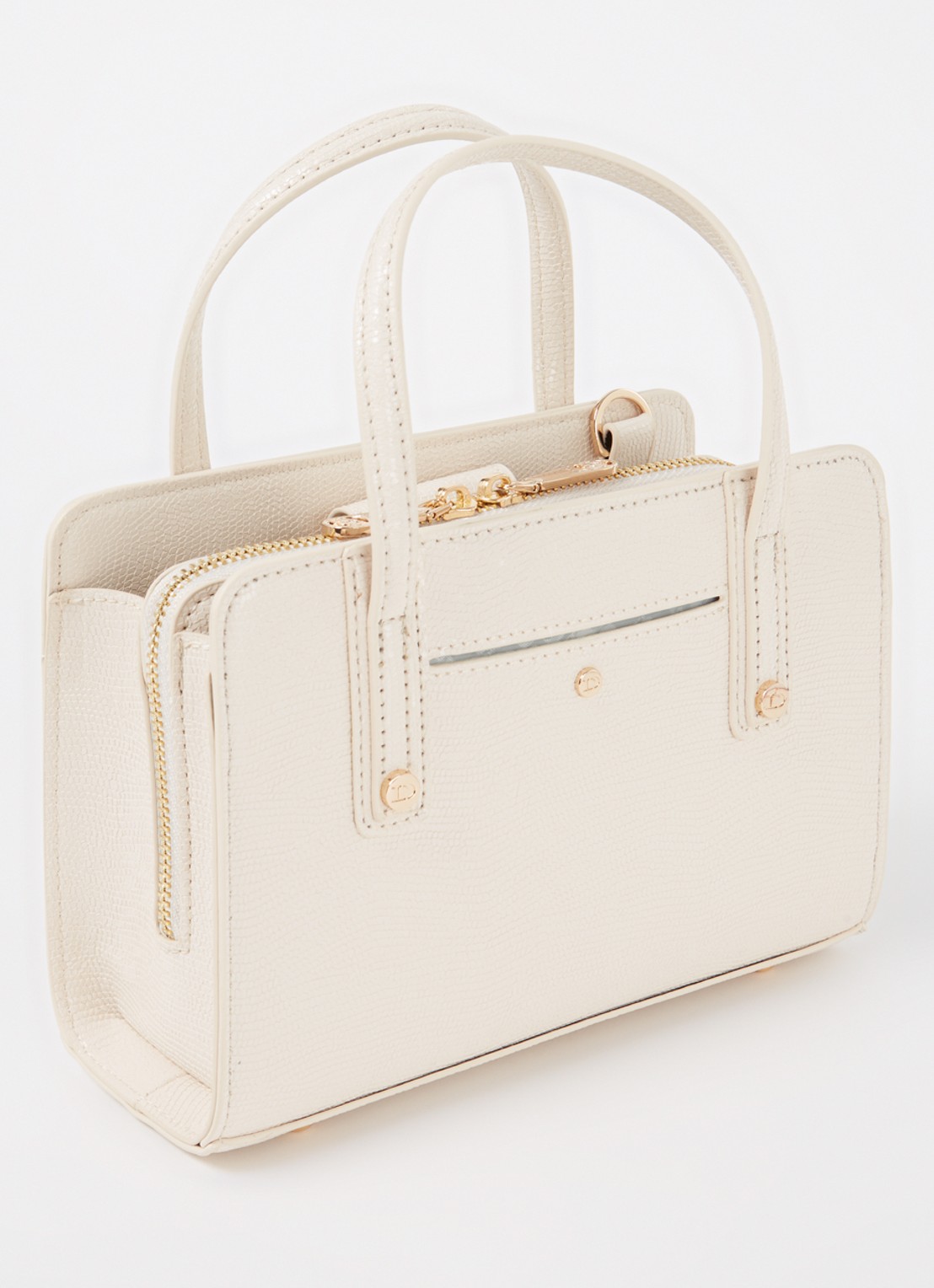 Dune London Dinkydenbeigh handtas met afneembare schouderriem  - achterkant beige