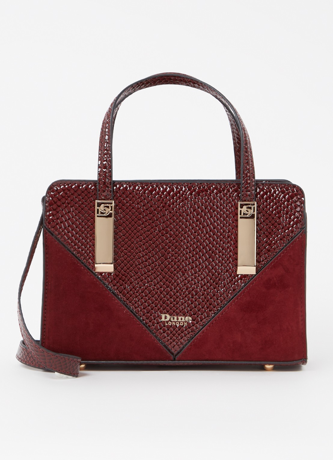 Dune London Dinkydenbeigh handtas met afneembare schouderriem  - voorkant 3 bordeauxrood