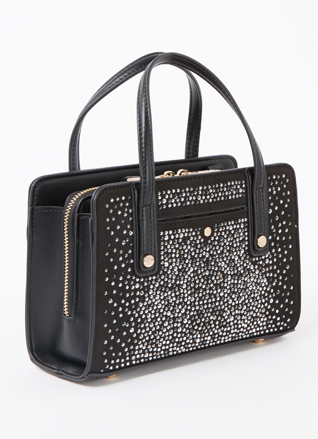 Dune London Dinkydenbeigh handtas met afneembare schouderriem  - achterkant zwart studs