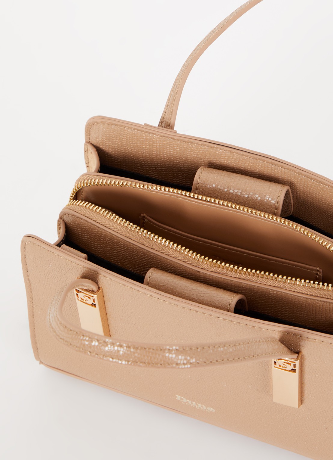 Dune London Dinkydenbeigh handtas met afneembare schouderriem  - detail 3 camel