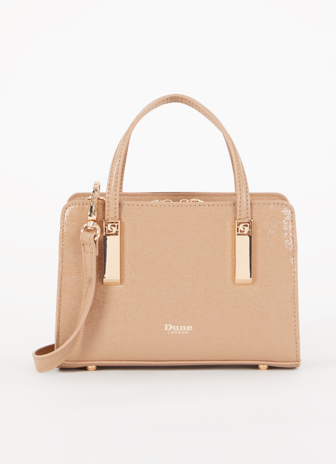 Dune London Dinkydenbeigh handtas met afneembare schouderriem  - voorkant 2 camel