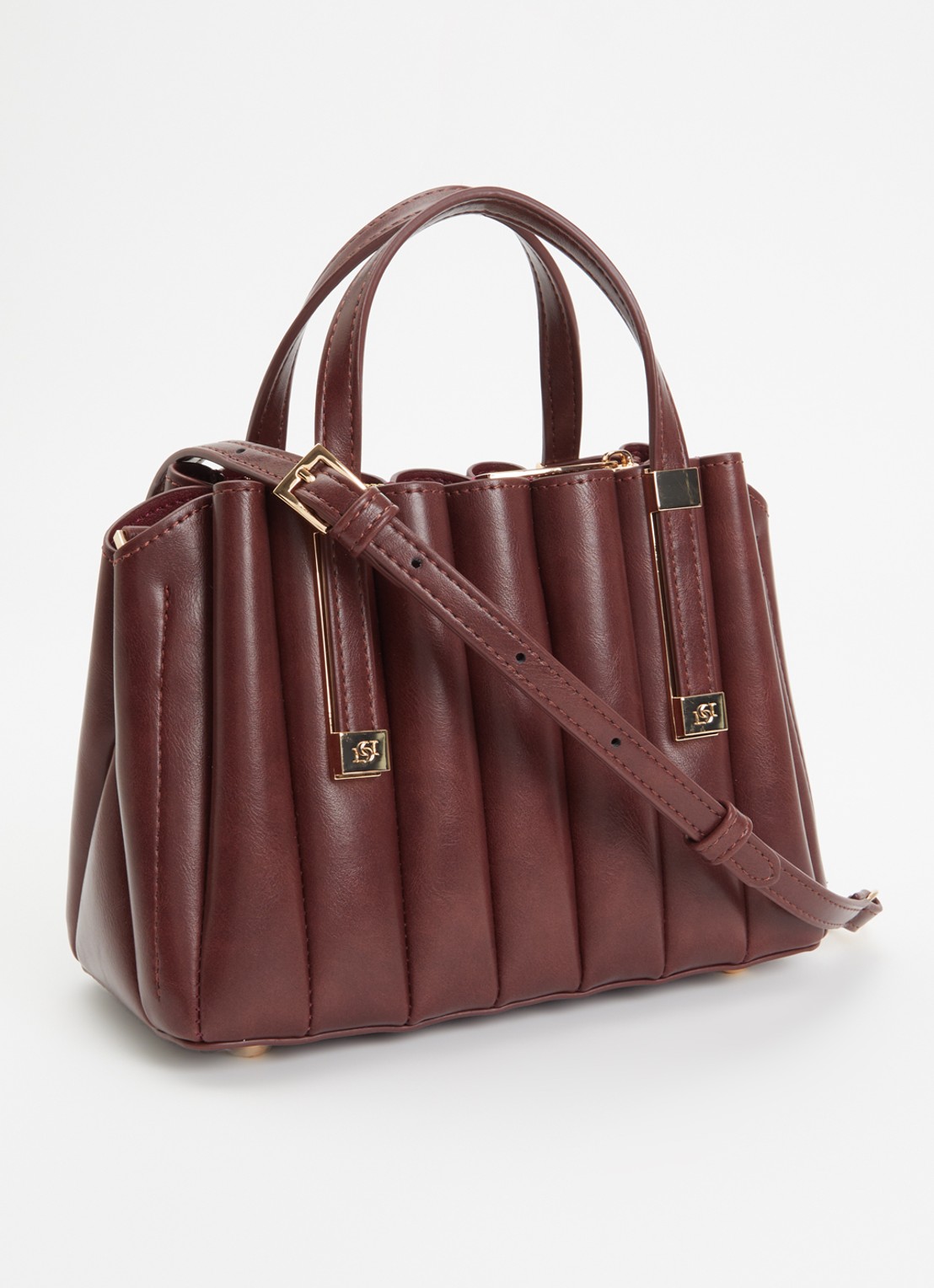 Dune London DinkyDolly handtas met afneembaar etui - achterkant 4 roodbruin