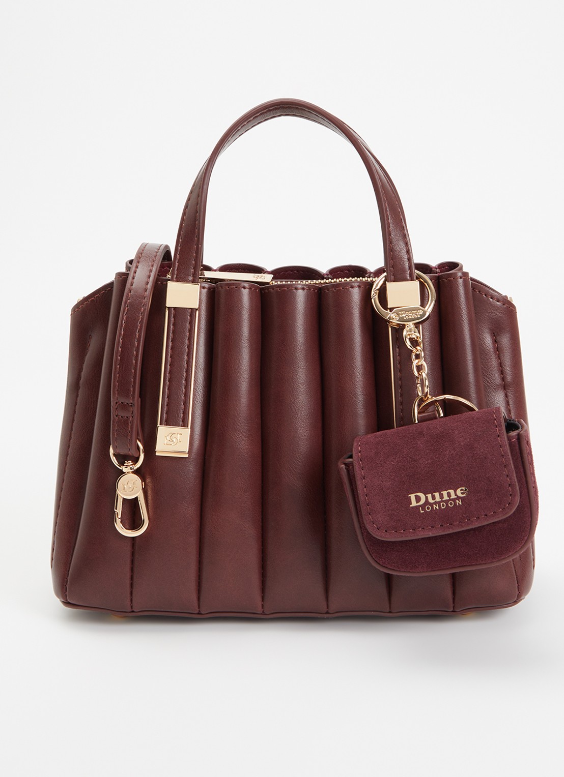 Dune London DinkyDolly handtas met afneembaar etui - voorkant 5 roodbruin