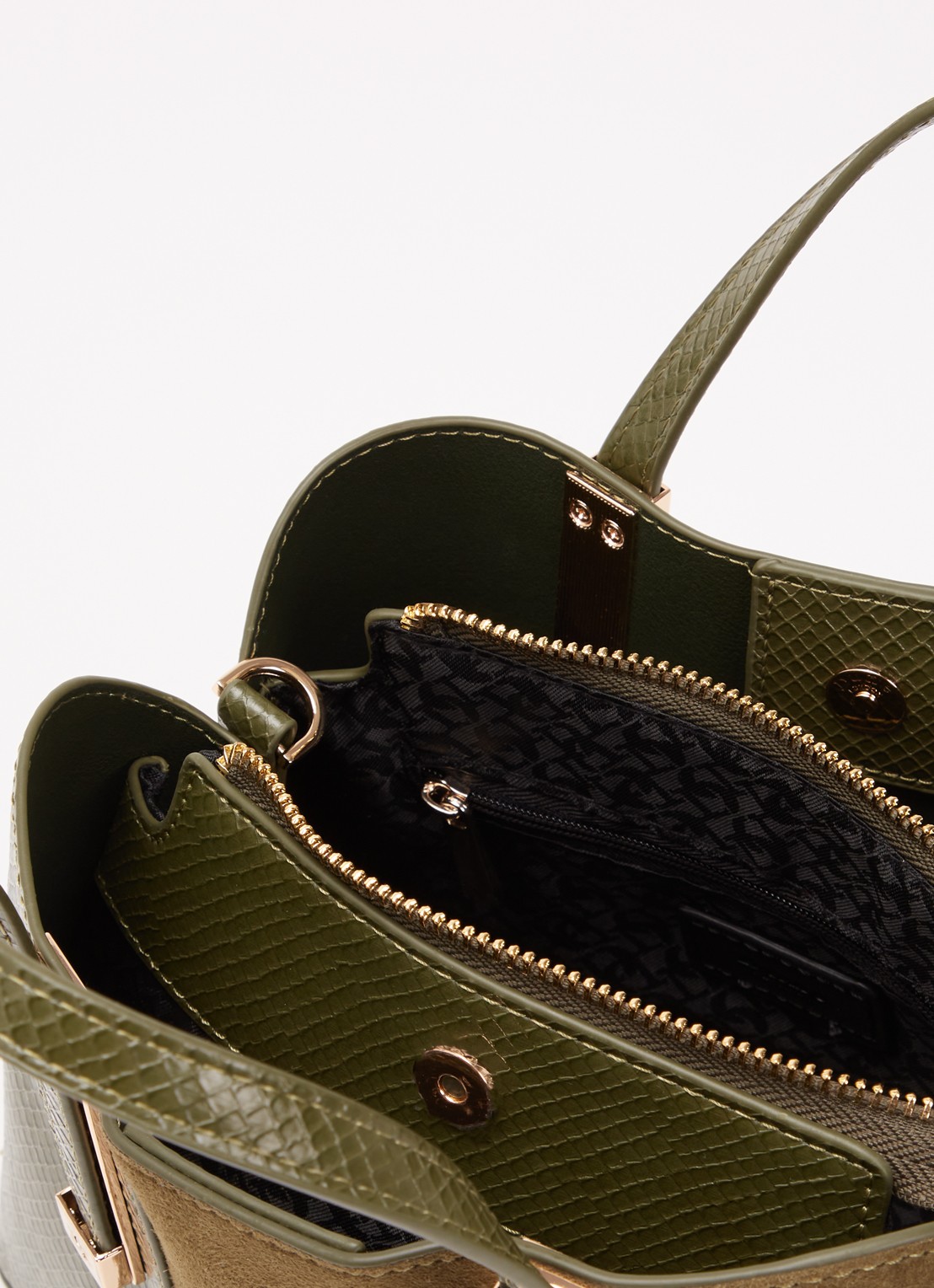 Dune London Dinkydorry handtas met afneembare schouderriem - detail groen