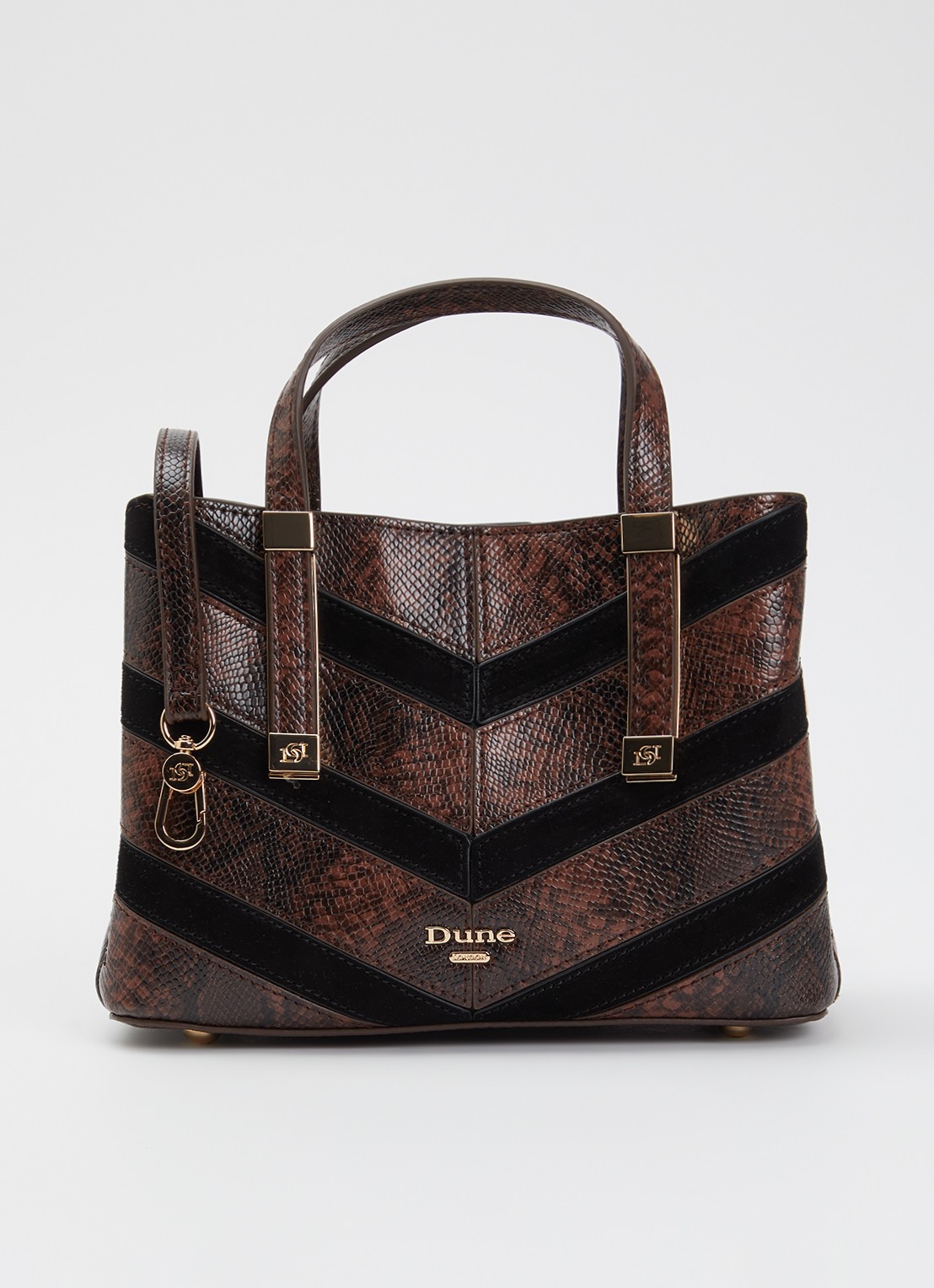 Dune London Dinkydorry handtas met afneembare schouderriem - voorkant 5 kastanjebruin