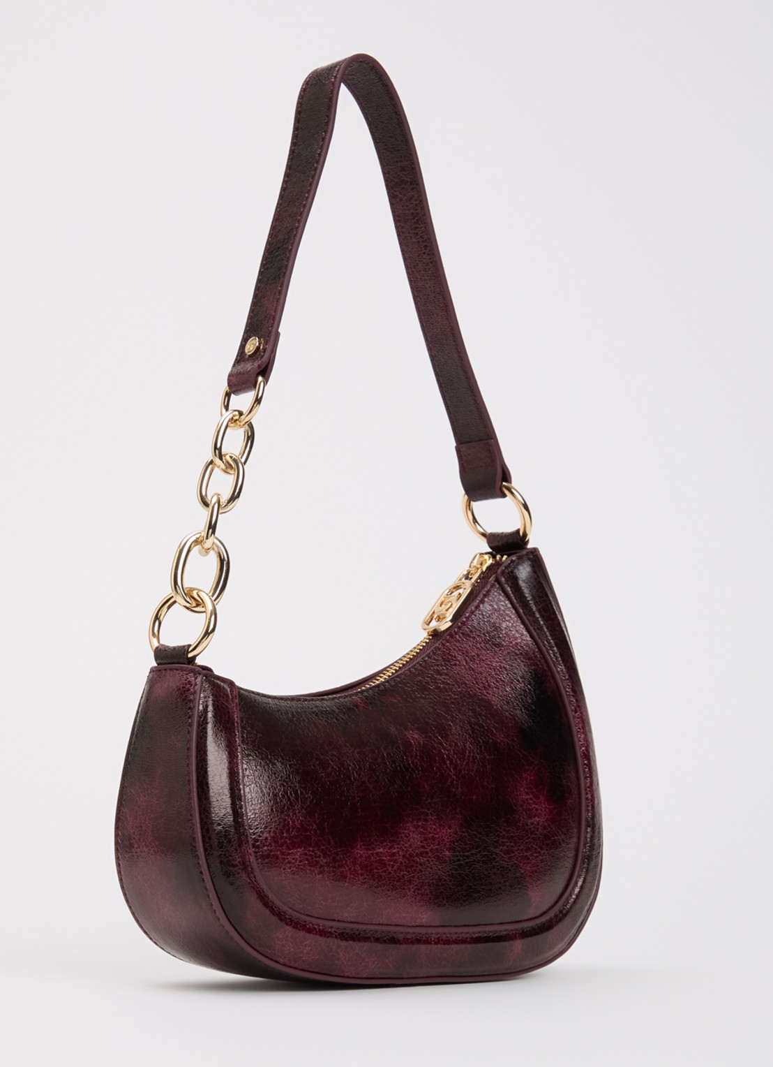 Dune London Direction schoudertas met kettingdetail - achterkant 4 aubergine