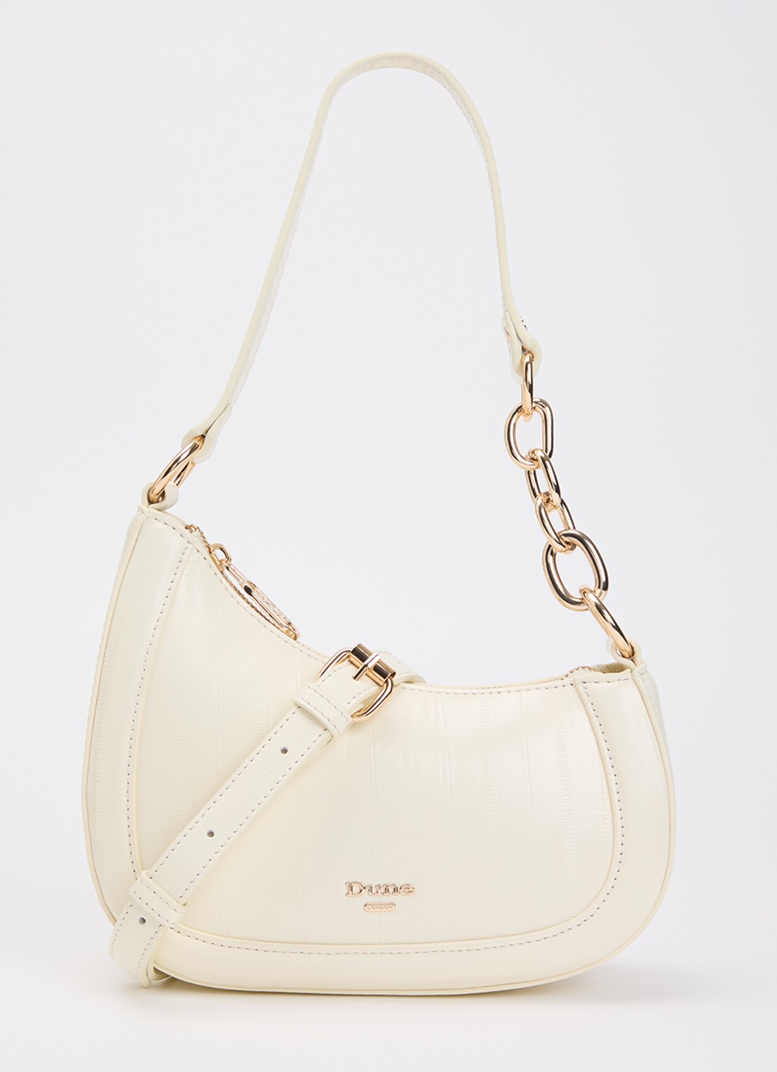 Dune London Direction schoudertas met kettingdetail - voorkant 5 beige