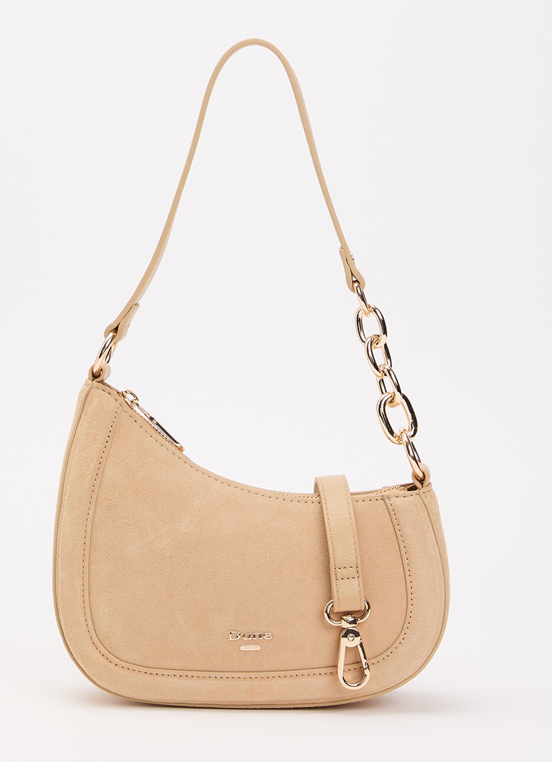 Dune London Direction schoudertas met kettingdetail - voorkant 4 donkerbeige