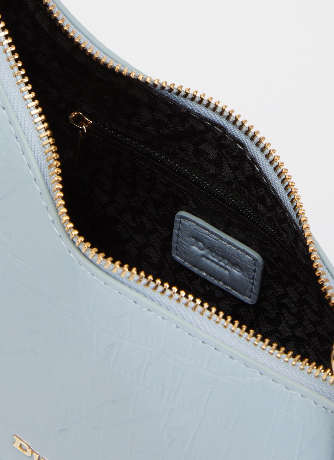 Dune London Direction schoudertas met kettingdetail - detail 2 lichtblauw