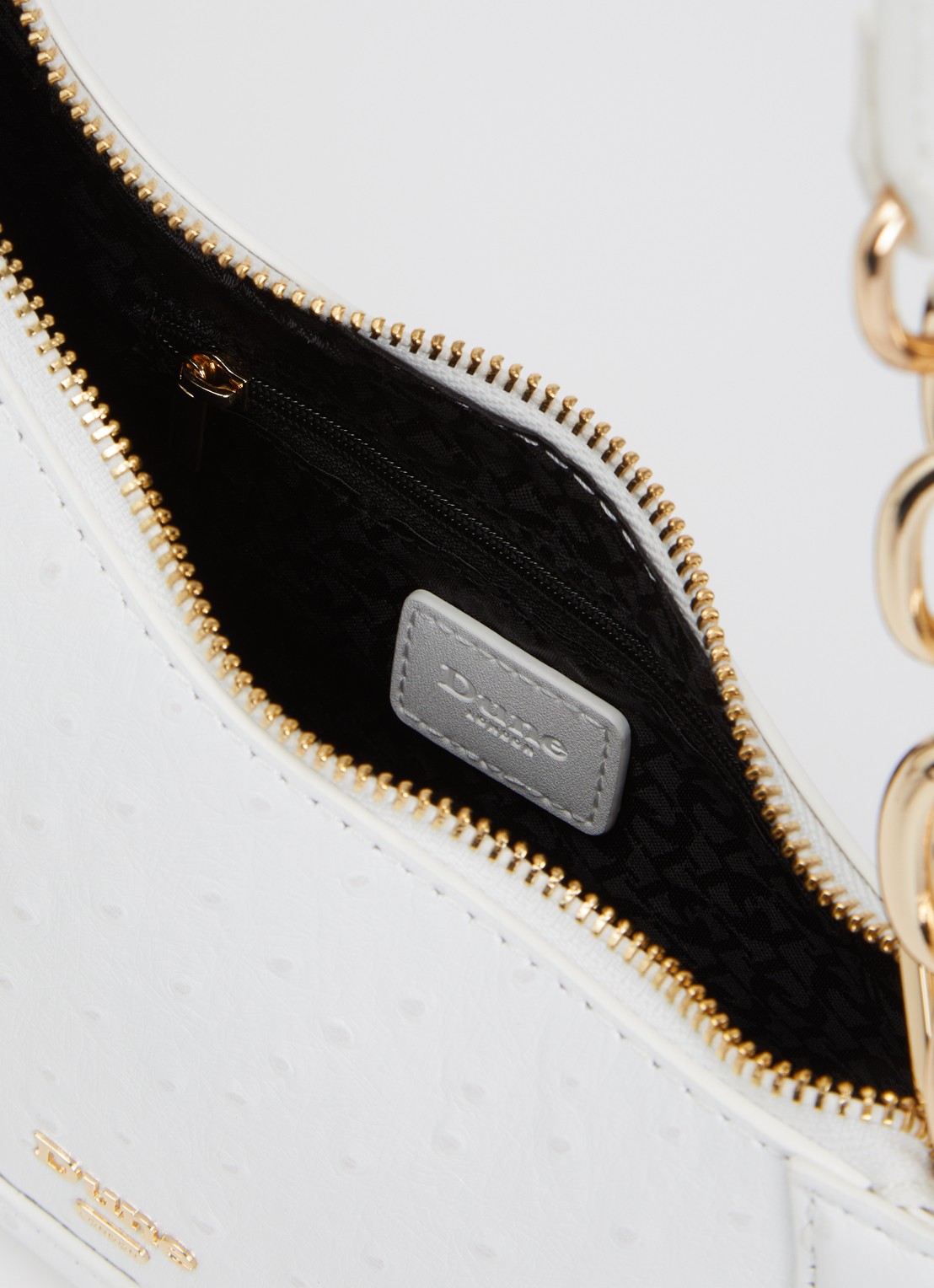 Dune London Direction schoudertas met kettingdetail - detail wit