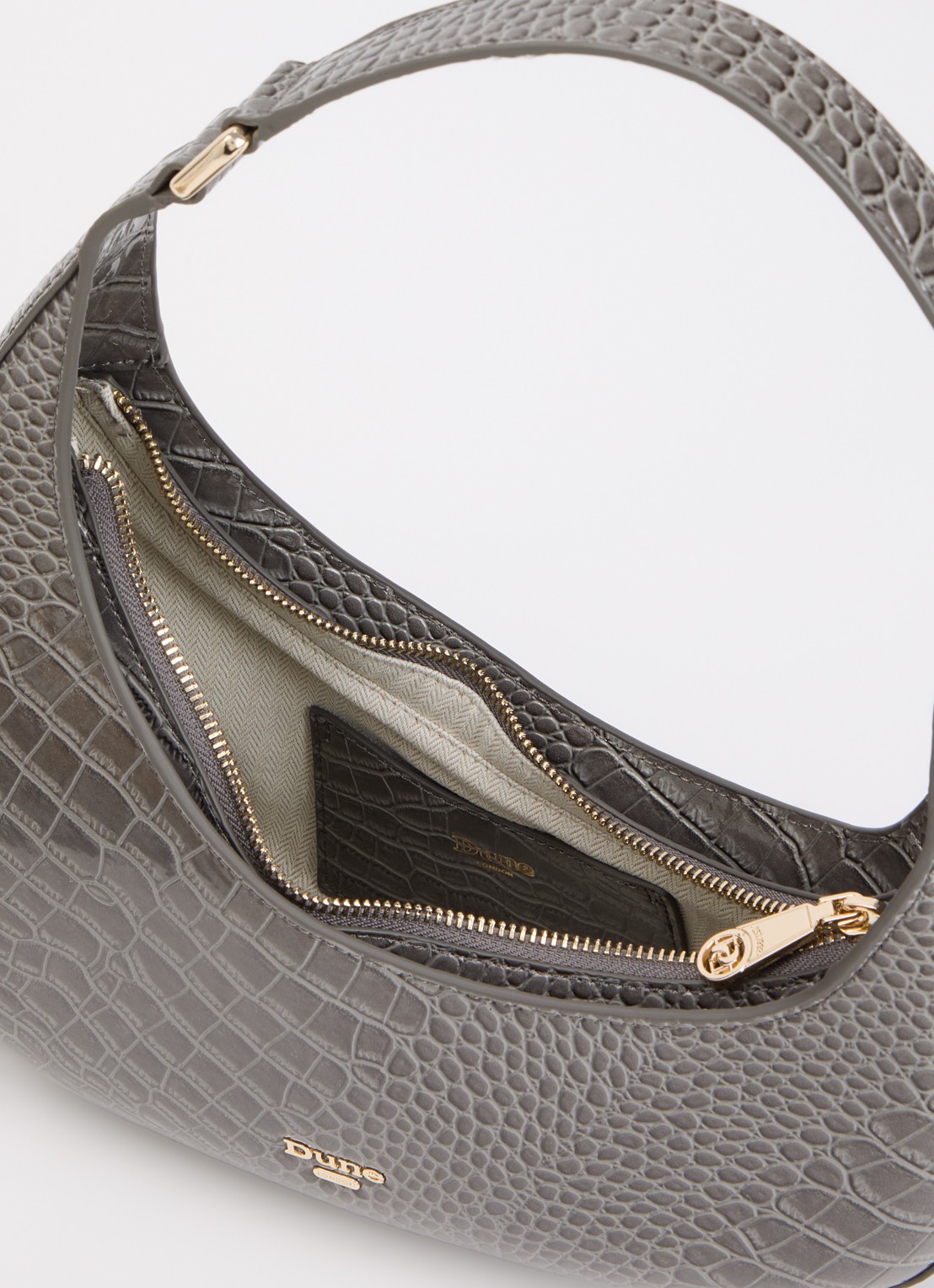 Dune London Disamring schoudertas met crocostructuur en  - detail 3 grijs