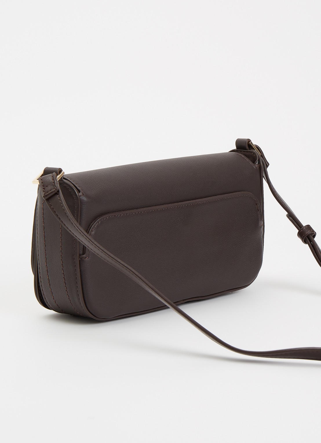 Dune London Discreet crossbodytas van leer - achterkant 4 donkerbruin