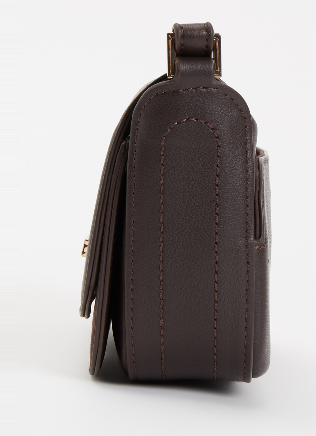Dune London Discreet crossbodytas van leer - detail 2 donkerbruin