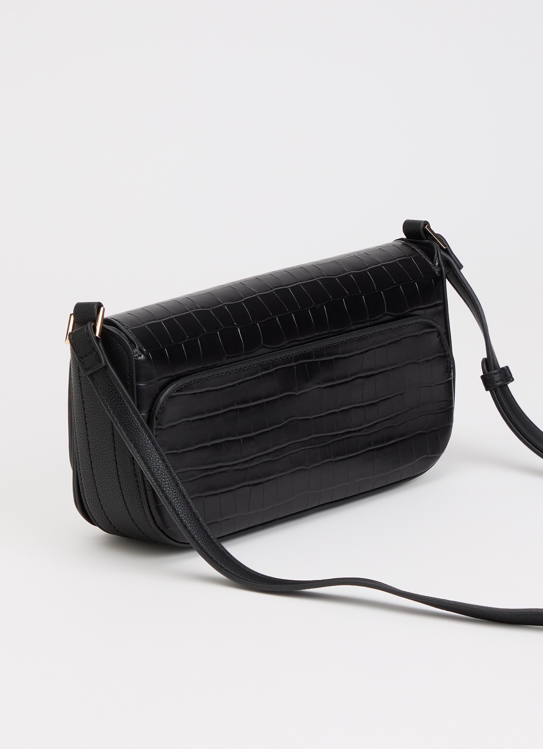 Dune London Discreet crossbodytas van leer - achterkant diepzwart