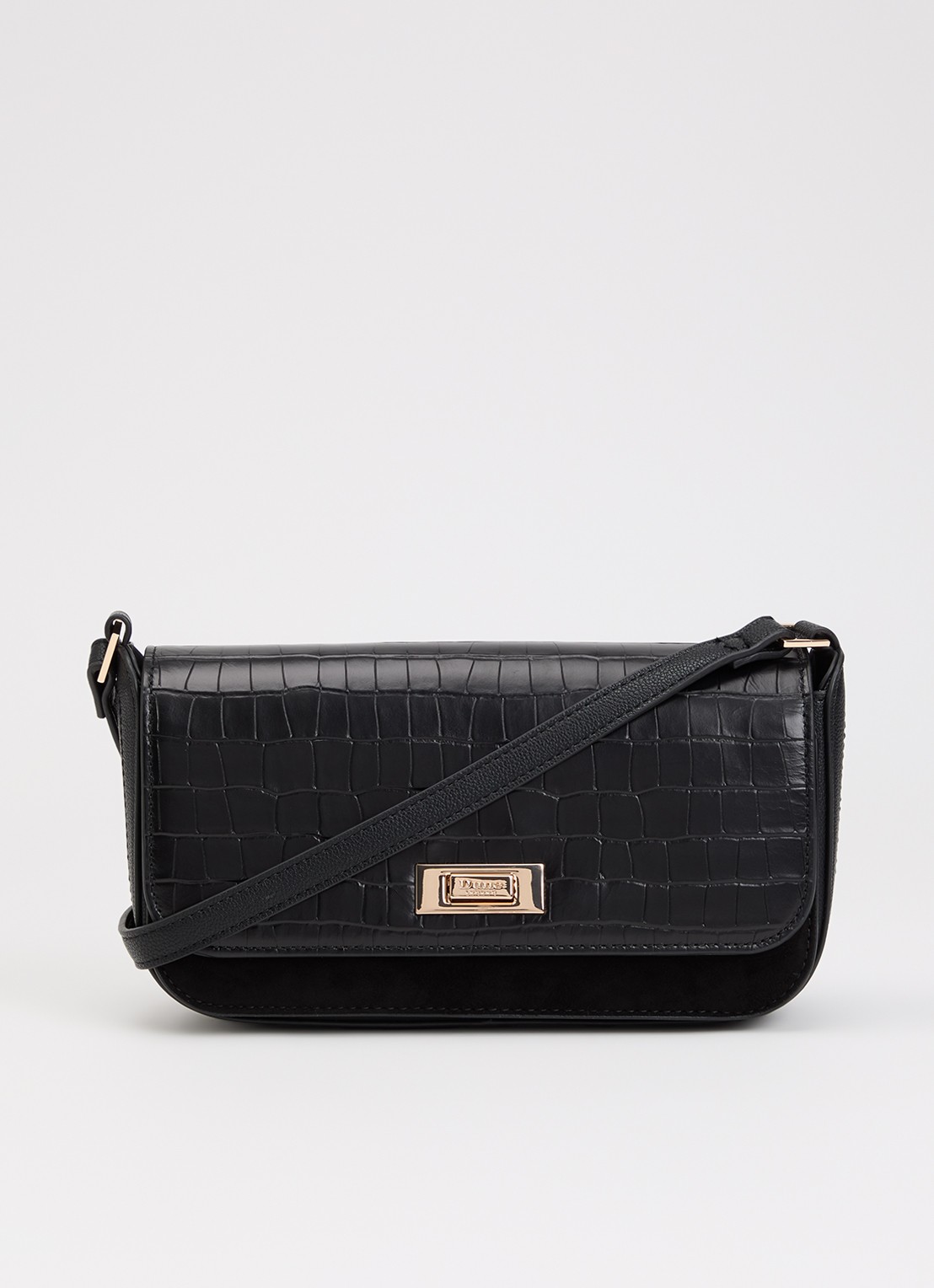 Dune London Discreet crossbodytas van leer - voorkant 2 diepzwart