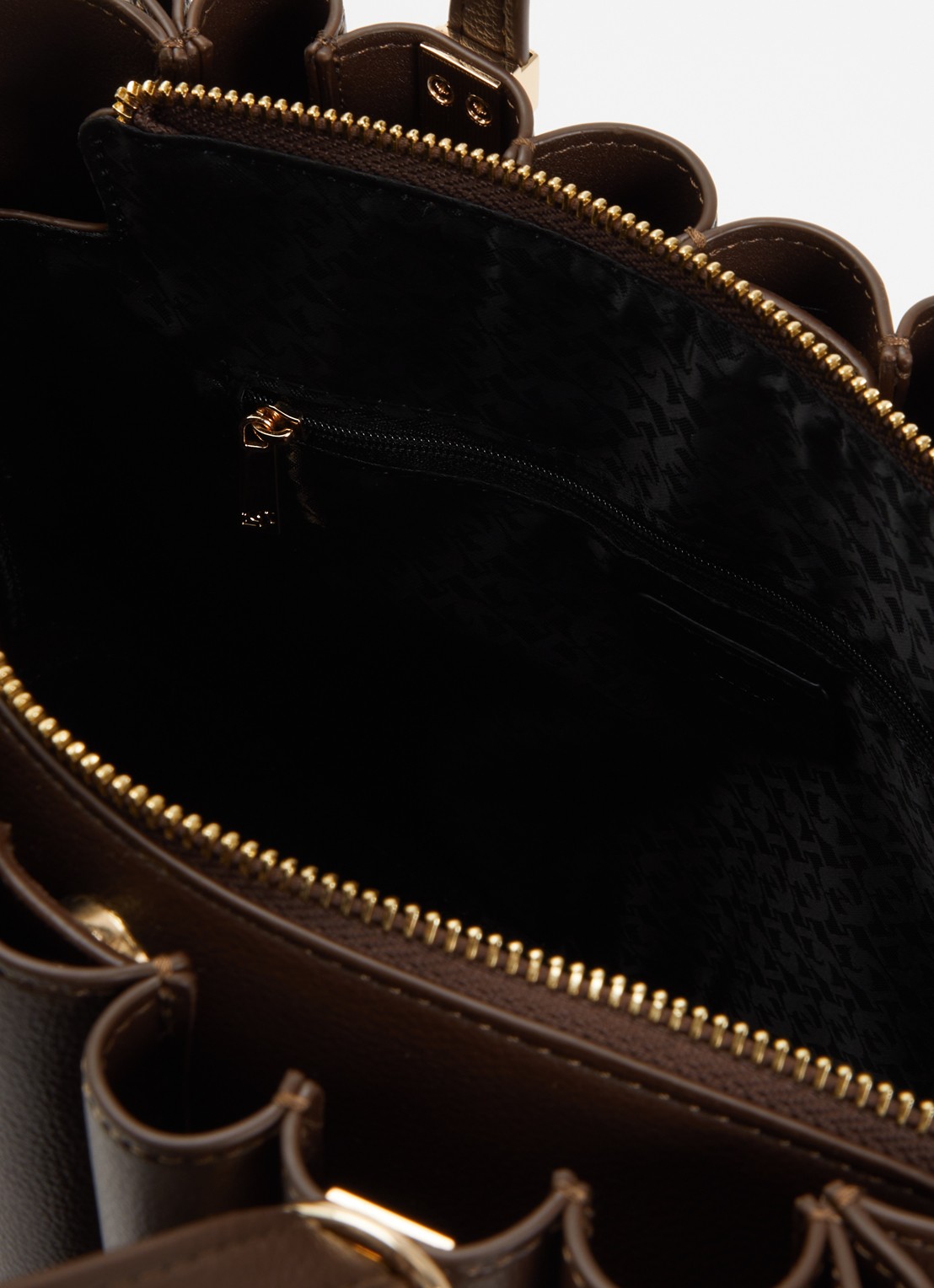 Dune London Dolly shopper met plooidetail en afneembaar etui - detail donkerbruin