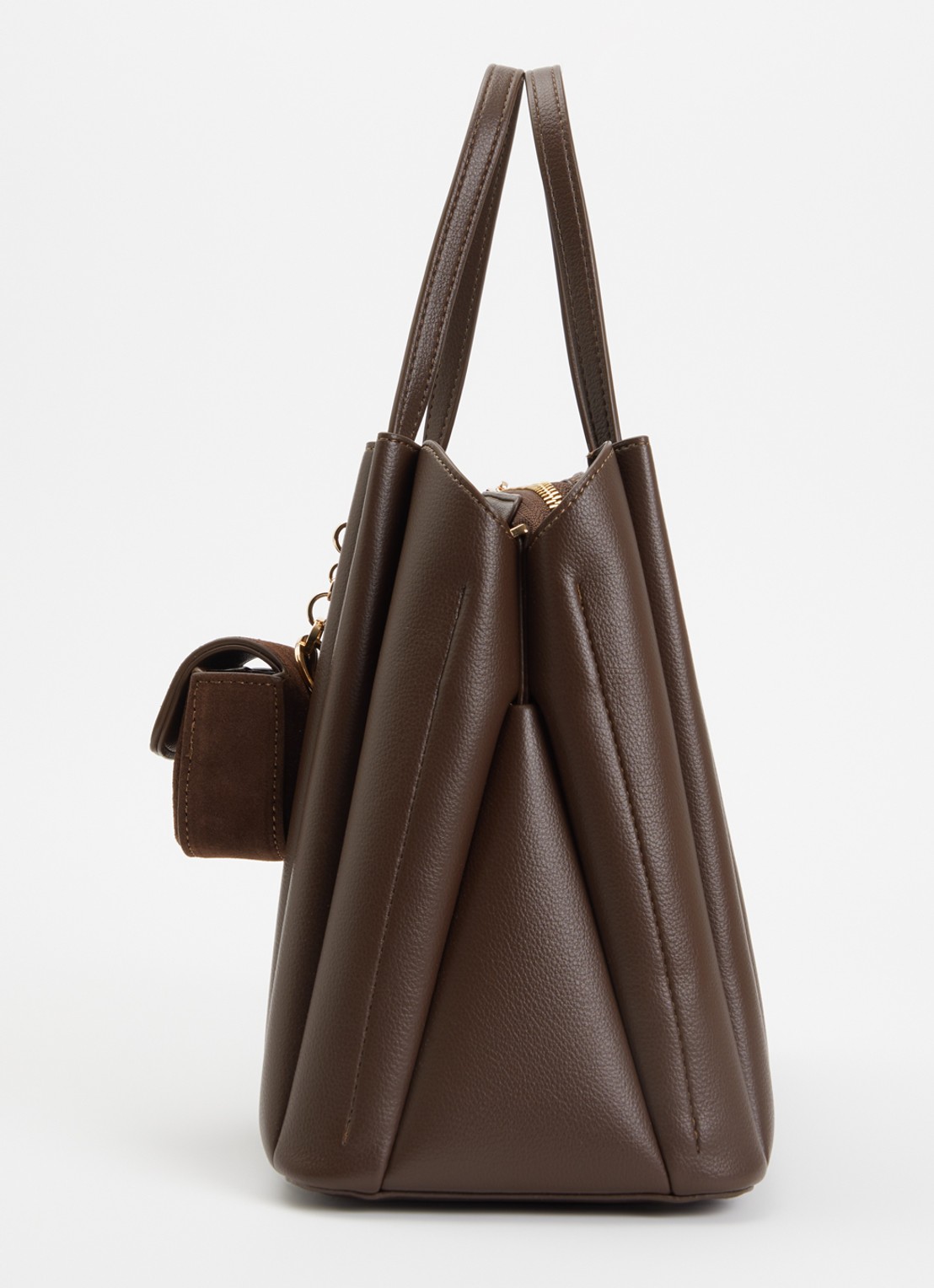 Dune London Dolly shopper met plooidetail en afneembaar etui - detail 2 donkerbruin