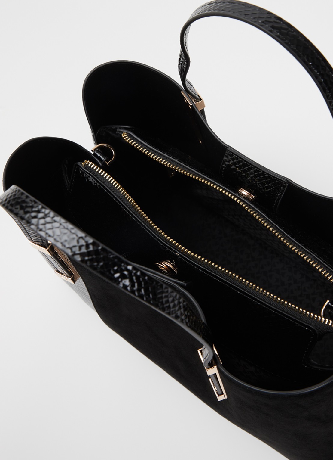 Dune London Dorry schoudertas met afneembare schouderriem - detail zwart