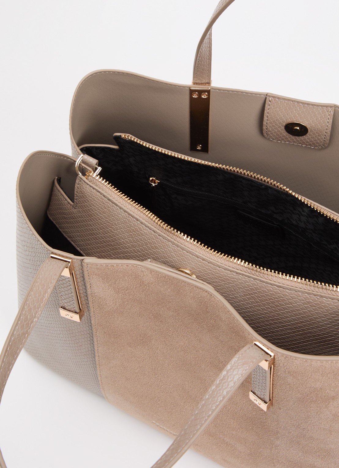 Dune London Dorry schoudertas met afneembare schouderriem - detail donkerbeige