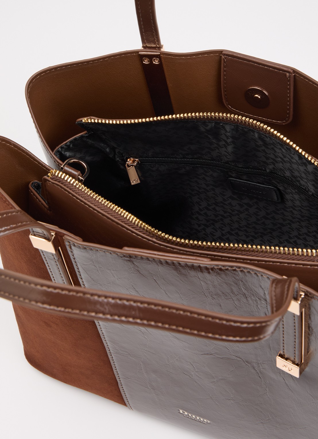 Dune London Dorry schoudertas met afneembare schouderriem - detail bruin