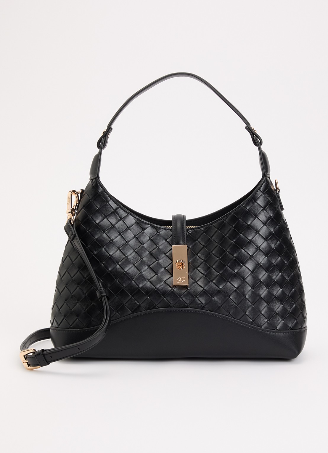 Dune London Dorset schoudertas met gevlochten details - voorkant 2 zwart