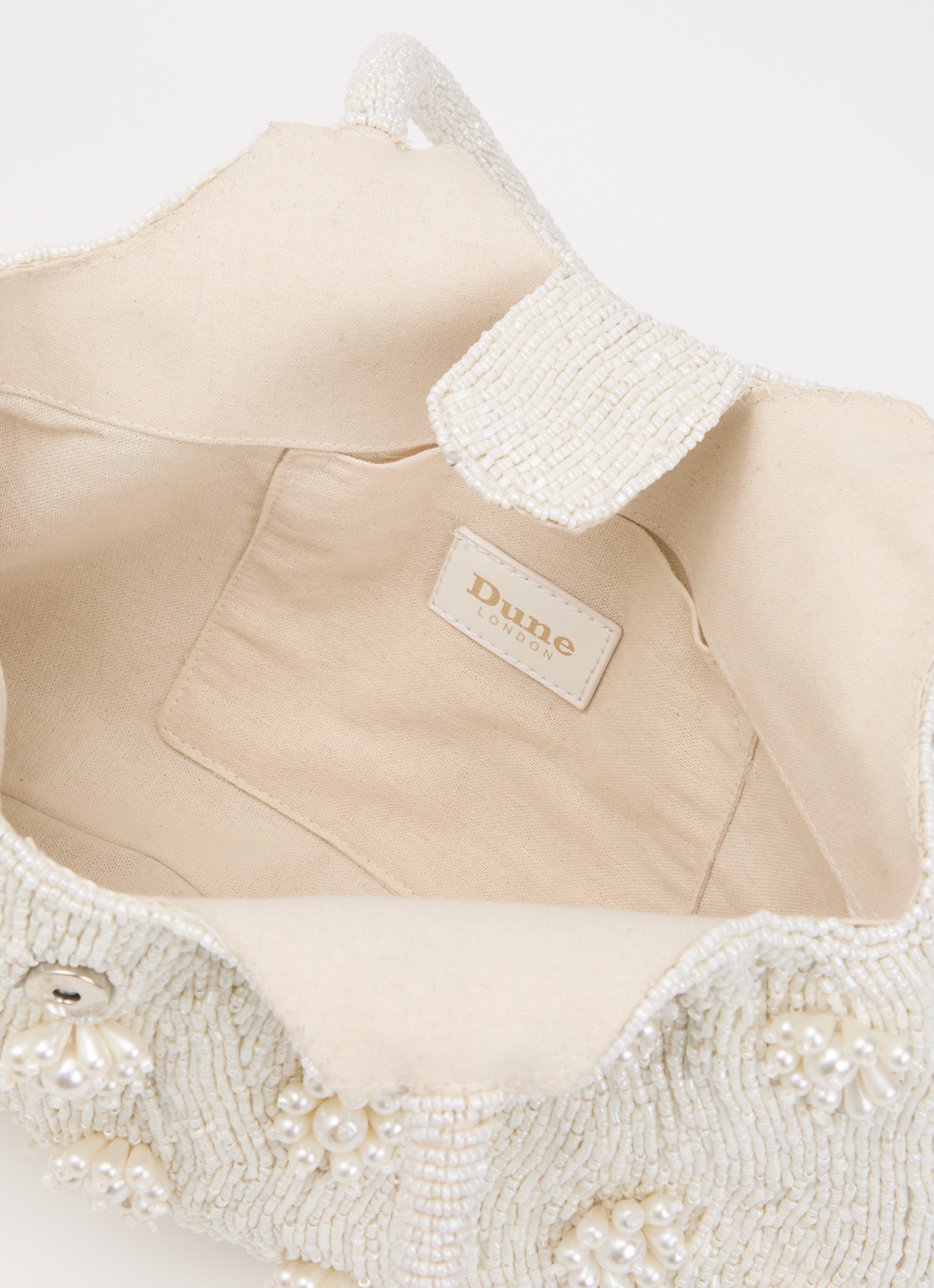 Dune London Dunmore schoudertas met kralen  - detail 2 ivoor