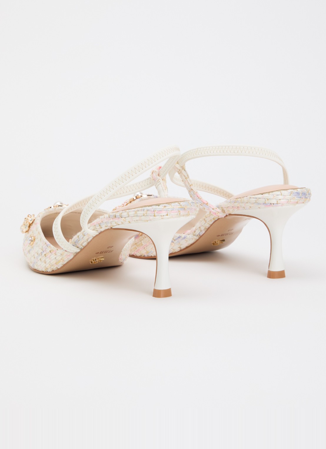 Dune London Dyana slingback met imitatieparels en strass - achterkant gebroken wit