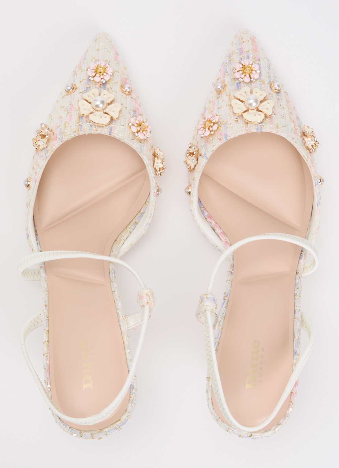 Dune London Dyana slingback met imitatieparels en strass - detail 4 gebroken wit